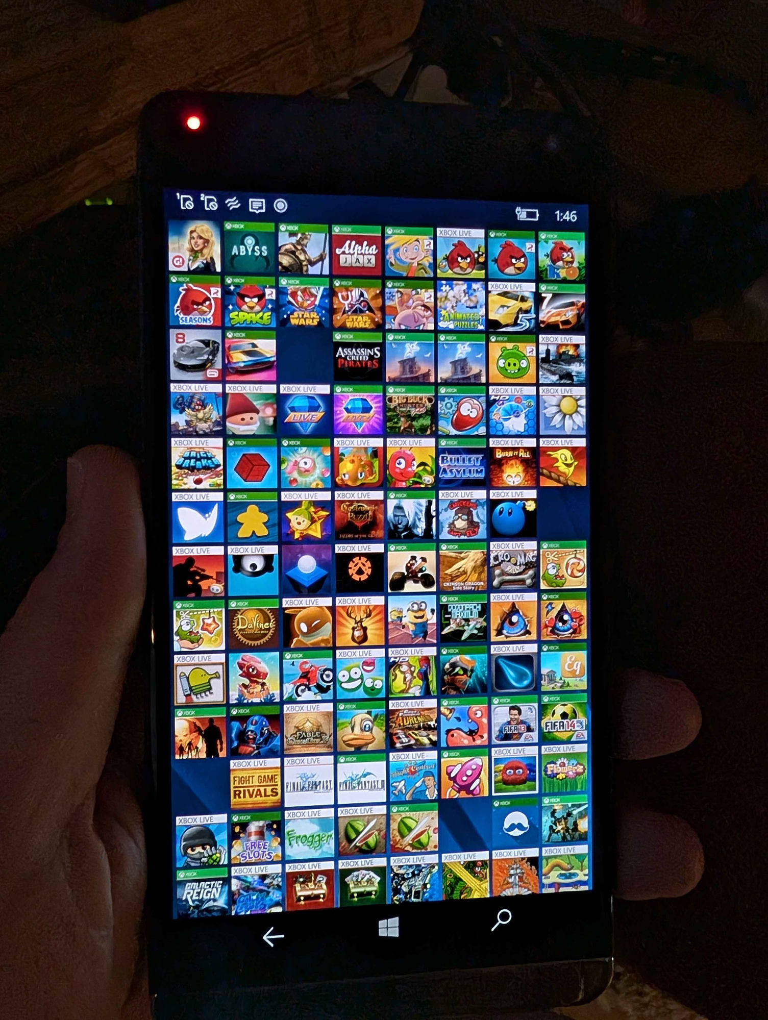 Windows Phone Xbox Live games library